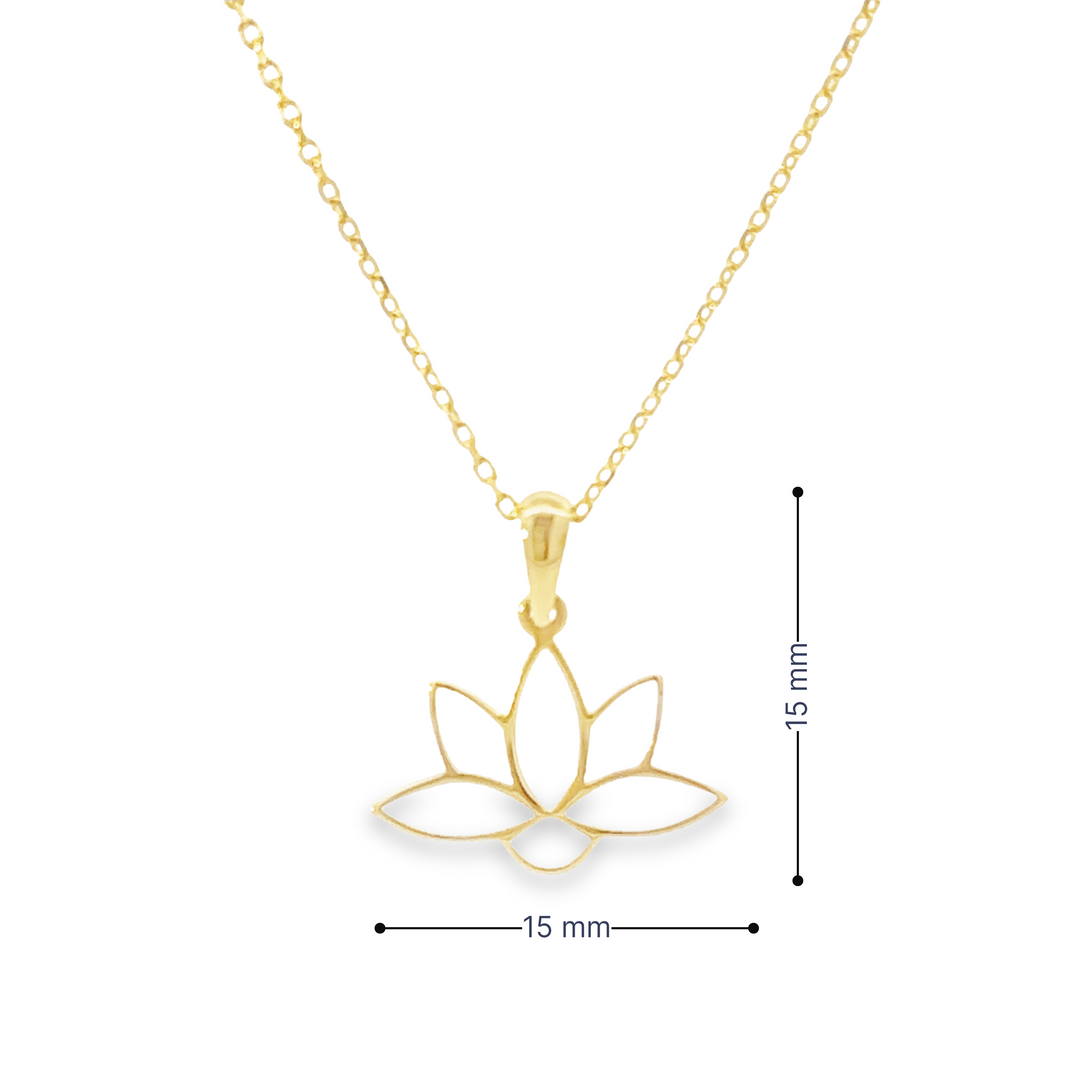HERSHE, 14 Karat Gold Lotus Flower Pendant Necklace.
