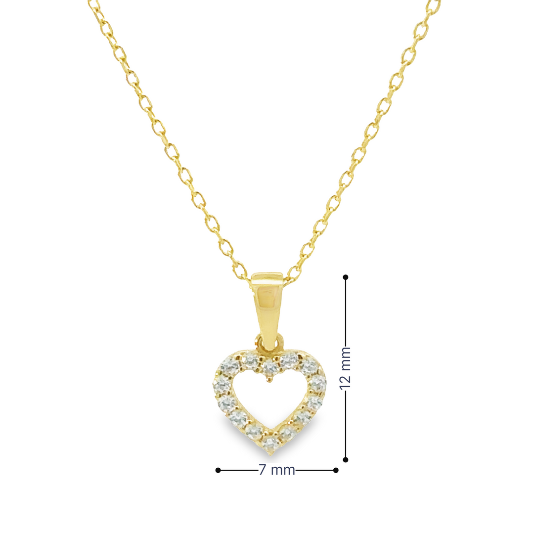 HERSHE, 14 Karat Gold Heart Necklace with CZ.