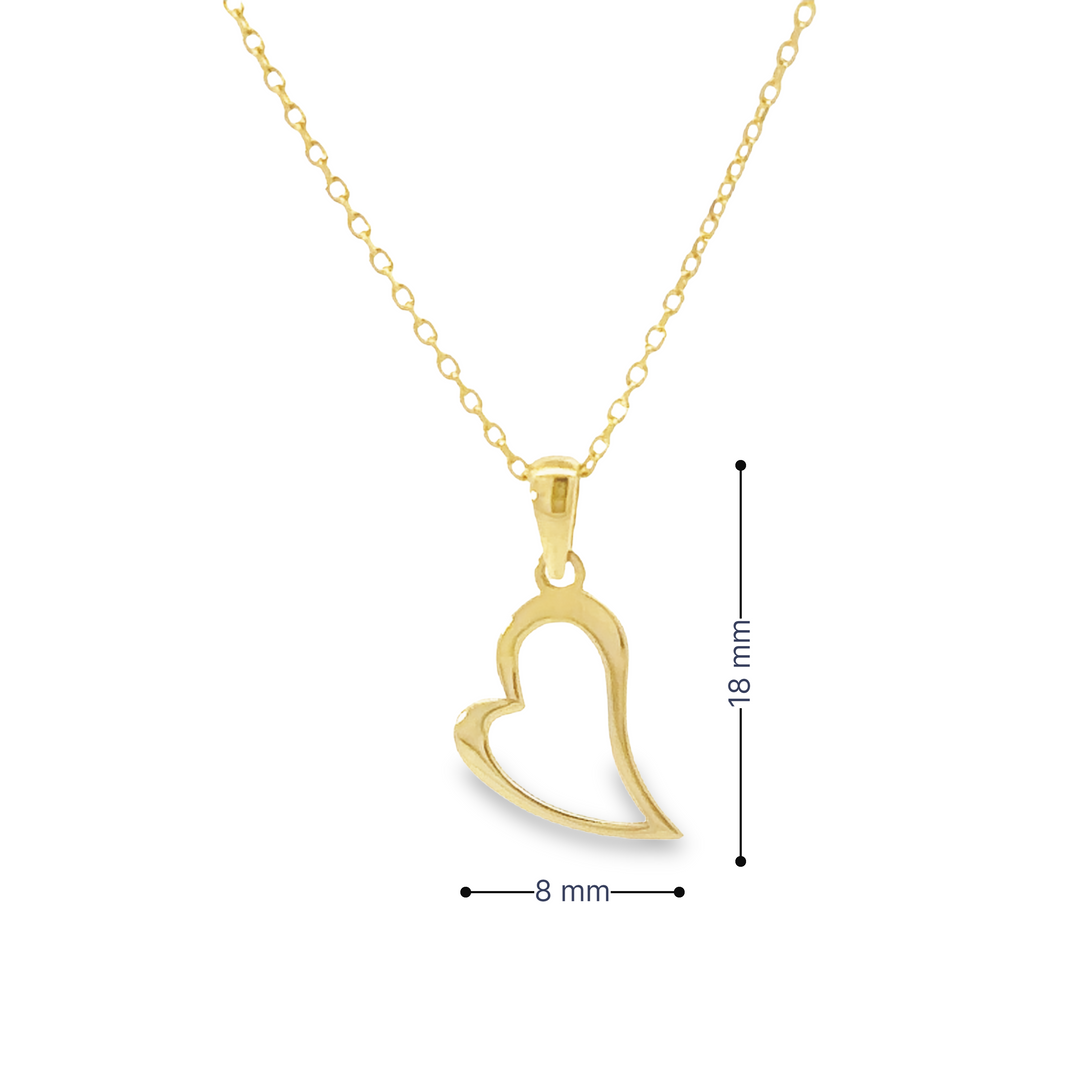 HERSHE, 14 Karat Gold Open Heart Pendant Necklace .