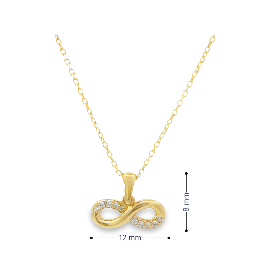 HERSHE, 14 Karat Gold Infinity CZ Pendant Necklace.