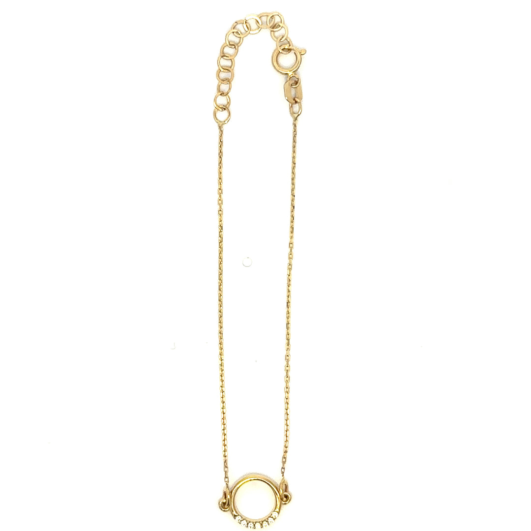 HERSHE, 14 Karat Solid Gold CZ Circle Bracelet
