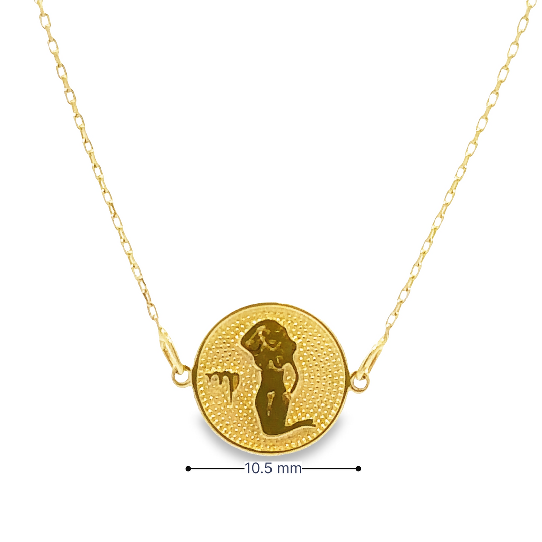 HERSHE, 14 Karat Gold Virgo Zodiac Disc Bracelet.