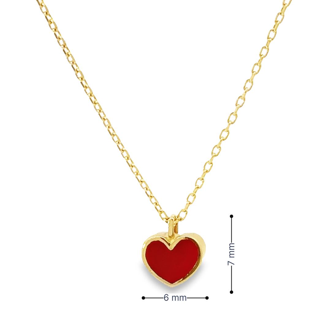 HERSHE, Red Enamel Heart Necklace in 14 Karat Gold