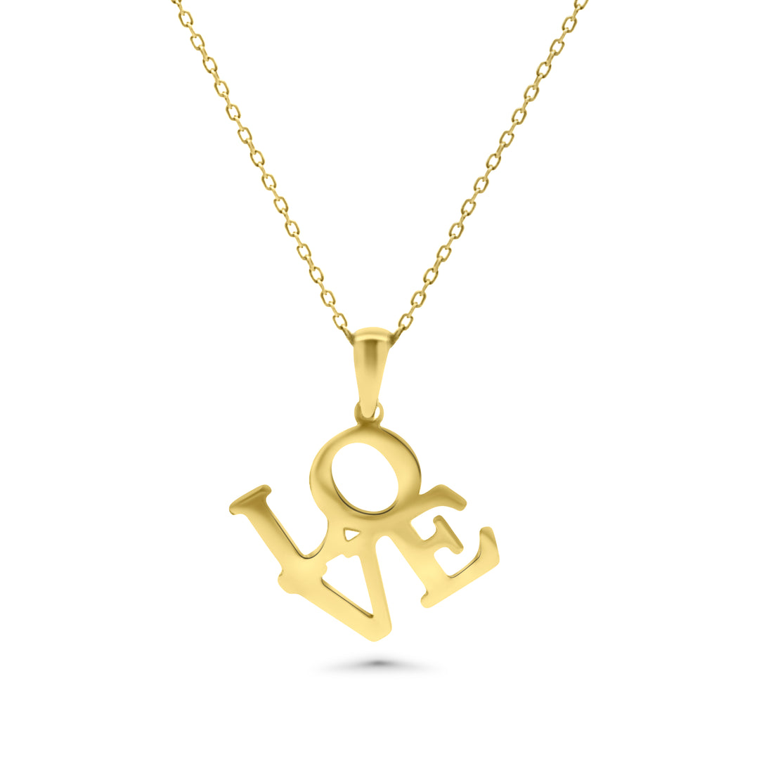 HERSHE, 14 Karat Gold " LOVE " Pendant Necklace