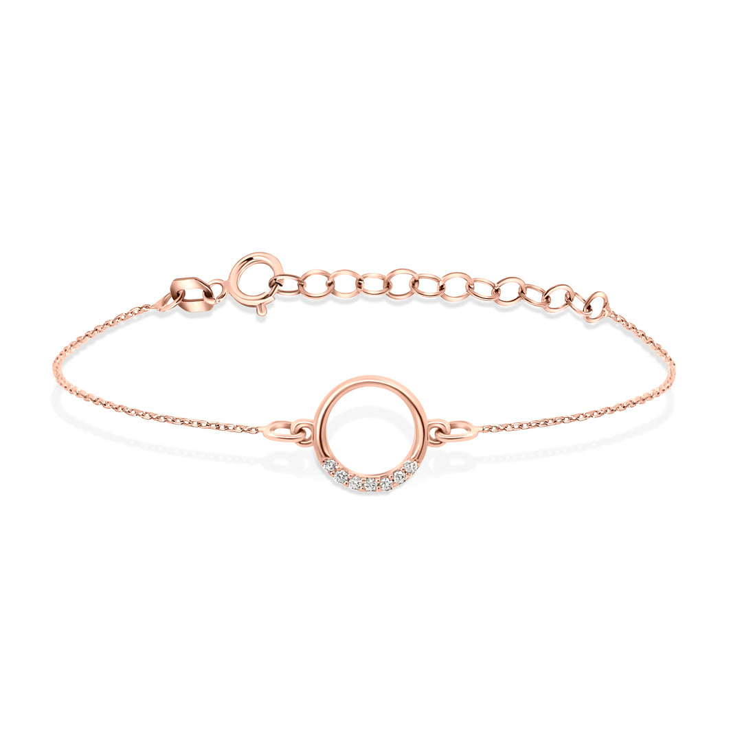 HERSHE, 14 Karat Solid Gold CZ Circle Bracelet