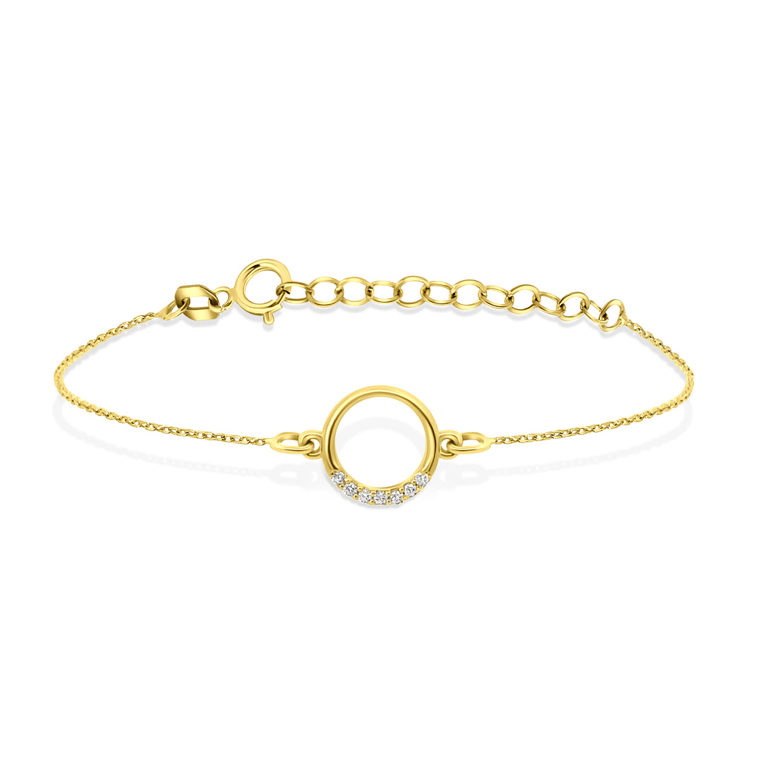 HERSHE, 14 Karat Solid Gold CZ Circle Bracelet