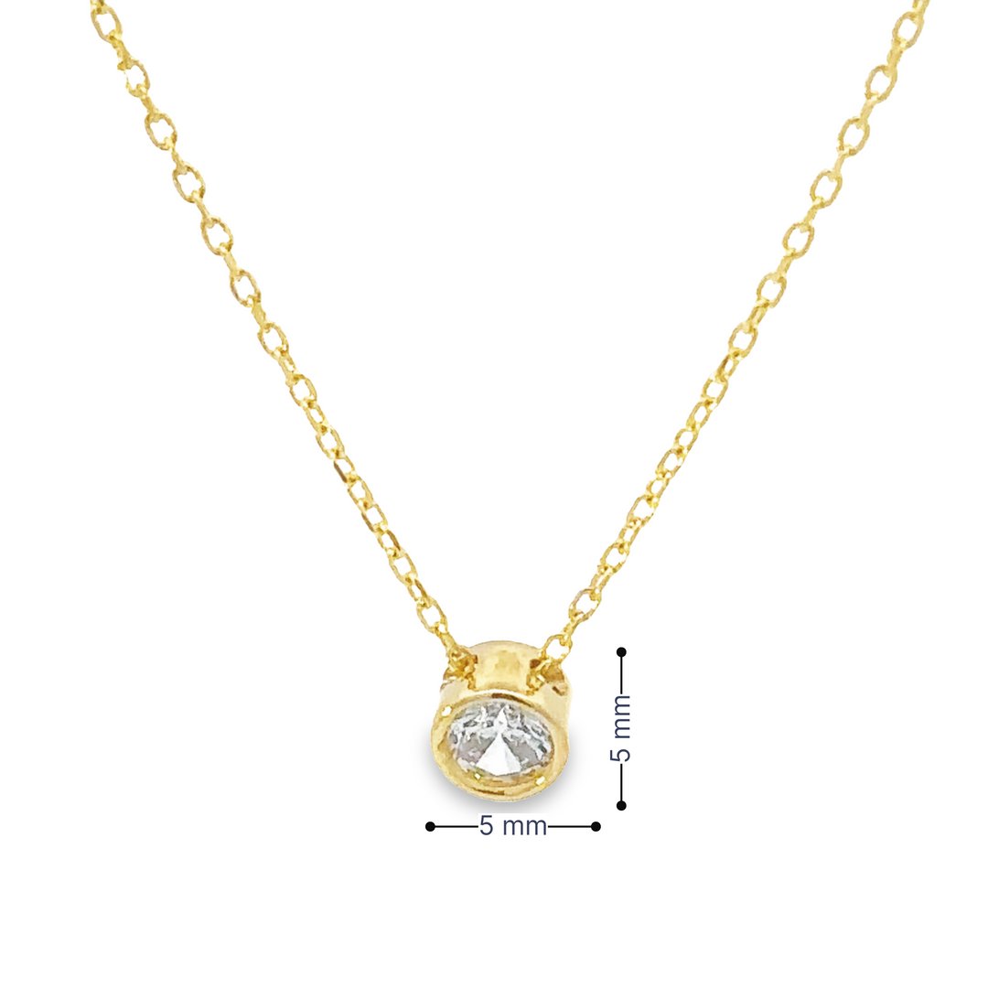 HERSHE , 14 Karat Gold Solitary CZ Pendant , Necklace .