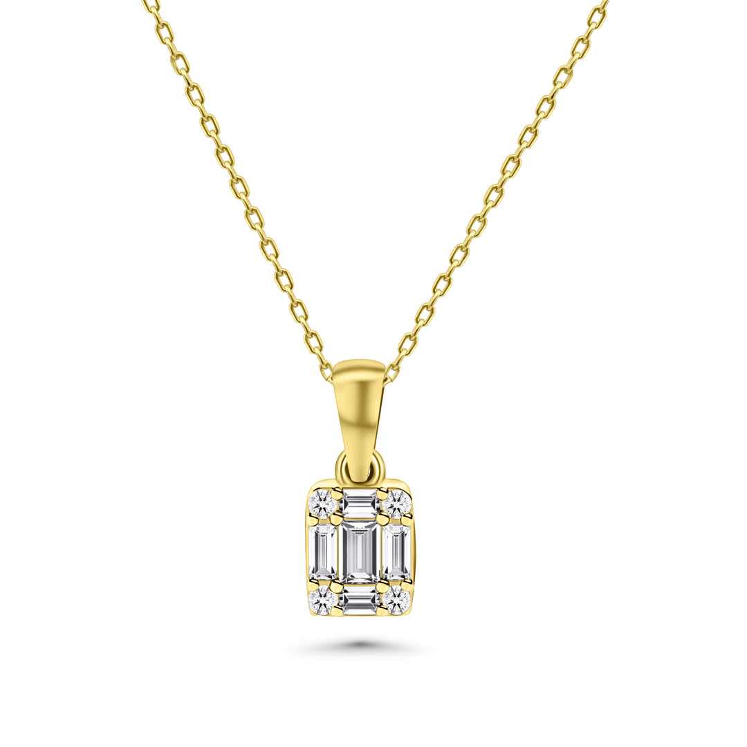 HERSHE, 14 Karat Gold Baguette CZ Necklace