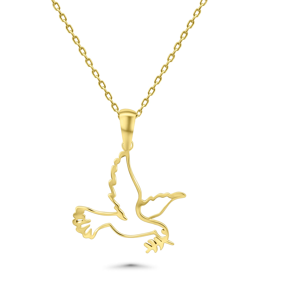 HERSHE , 14 Karat Gold Dove Pendant Necklace