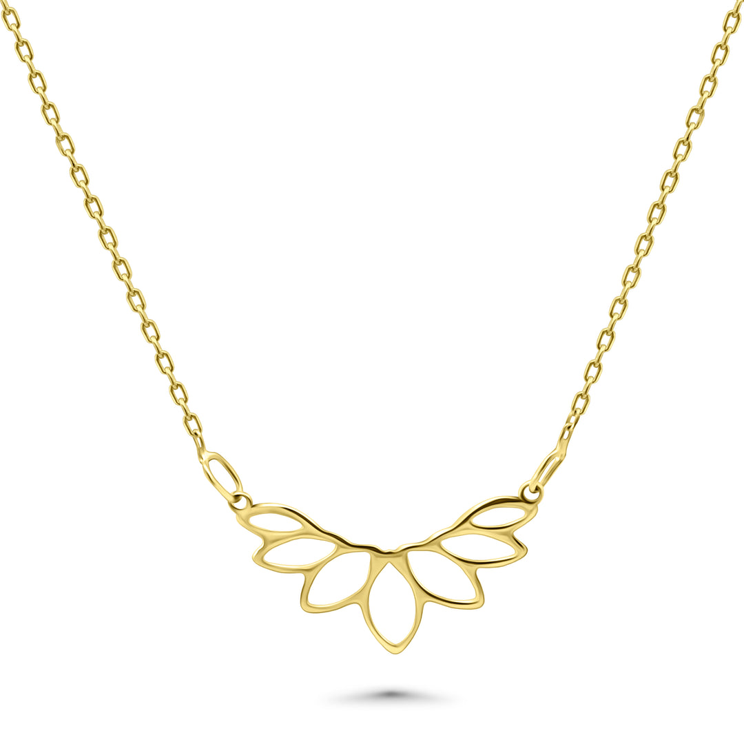 HERSHE , 14 Karat Gold Lotus Flower Necklace.