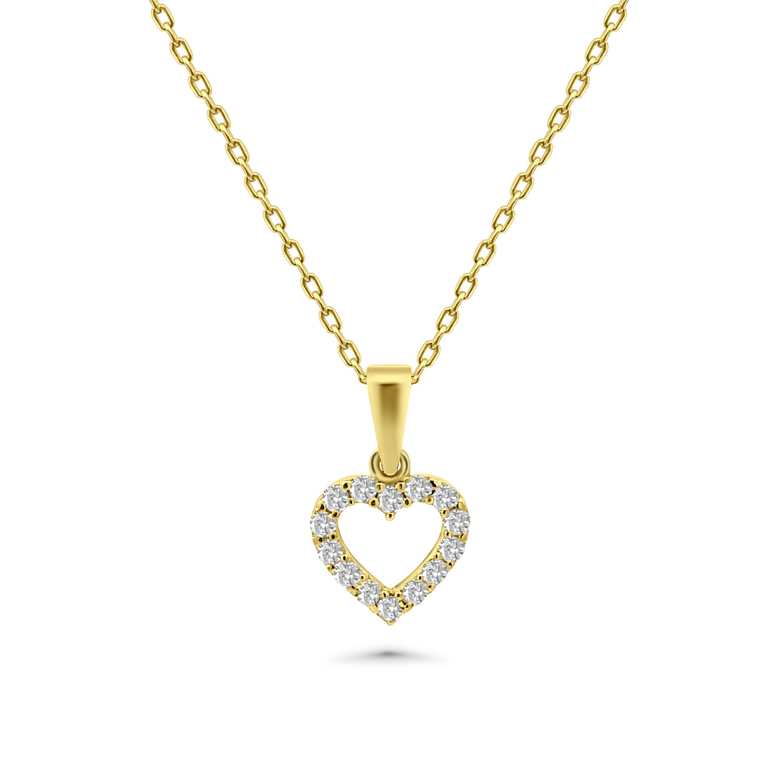 HERSHE, 14 Karat Gold Heart Necklace with CZ.
