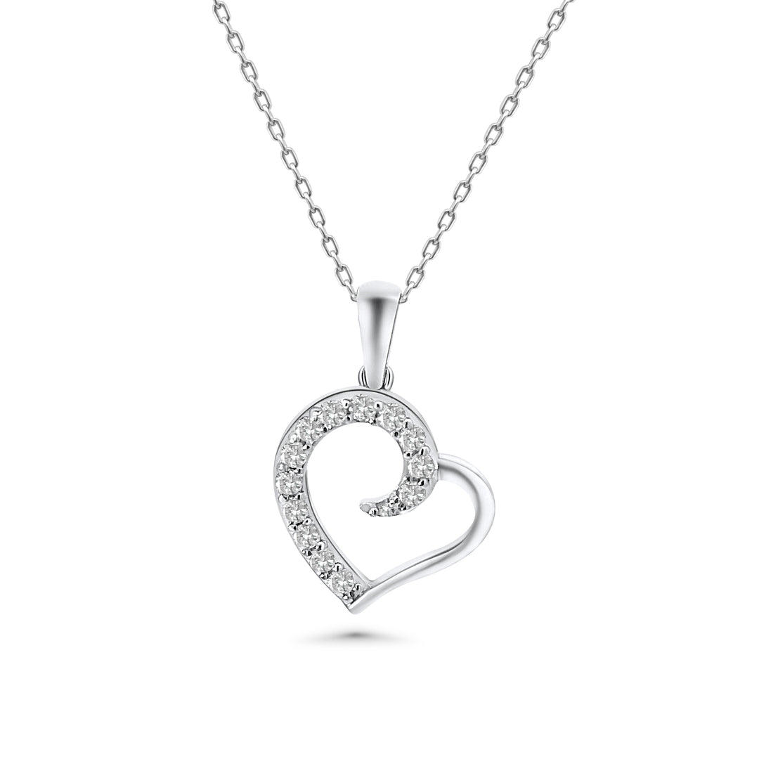HERSHE, 14 Karat Gold, Heart Necklace with CZ.