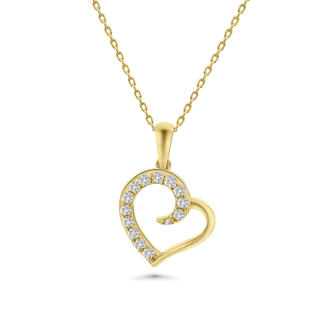 HERSHE, 14 Karat Gold, Heart Necklace with CZ.