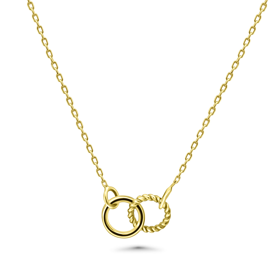HERSHE, 14 Karat Gold Interlock Circle Necklace .