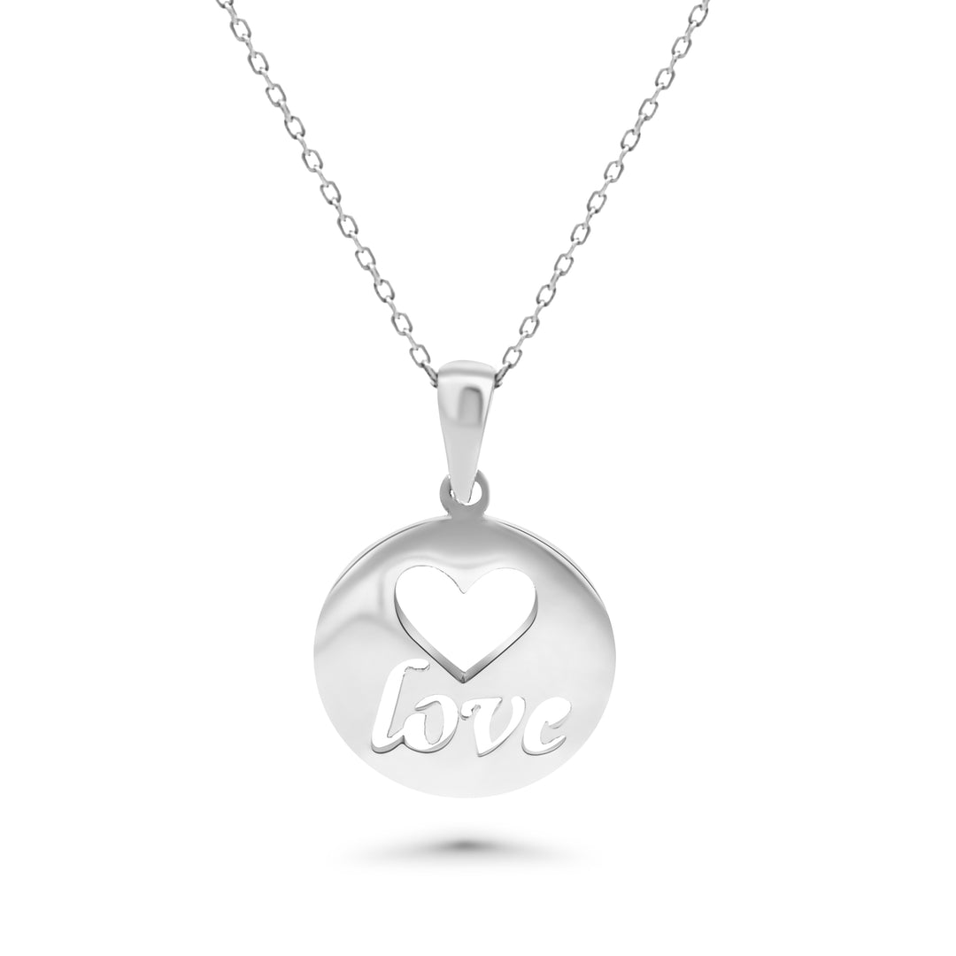 HERSHE, 14 Karat Gold " Love " Disc Pendant Necklace
