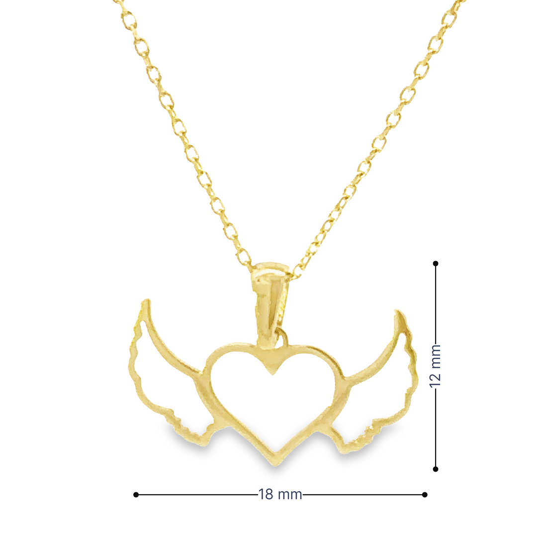 HERSHE, 14 Karat Solid Gold Angel Heart Necklace.