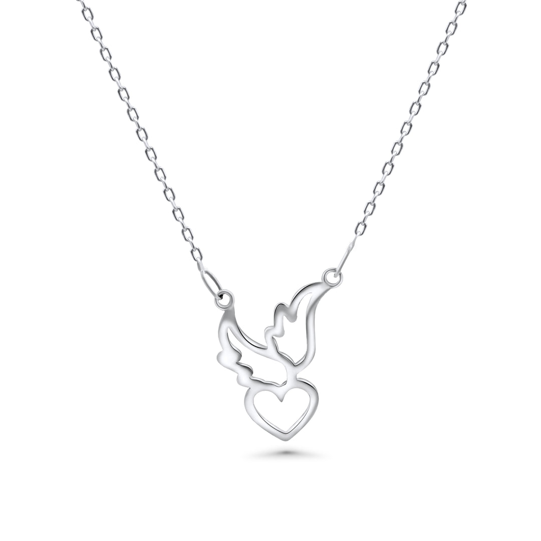 HERSHE, 14 Karat Solid Gold " Dove with Heart " Necklace.
