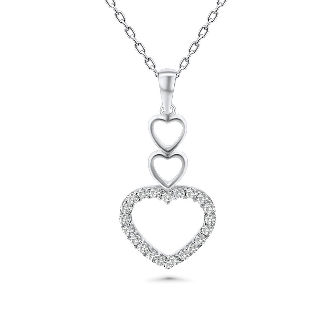 HERSHE, 14 Karat Triple Heart Necklace with CZ
