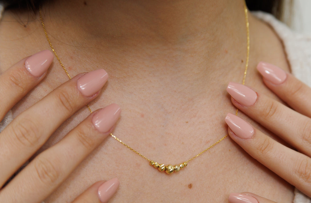 HERSHE, Graduated Ball Beads Necklace in 14 Karat Gold