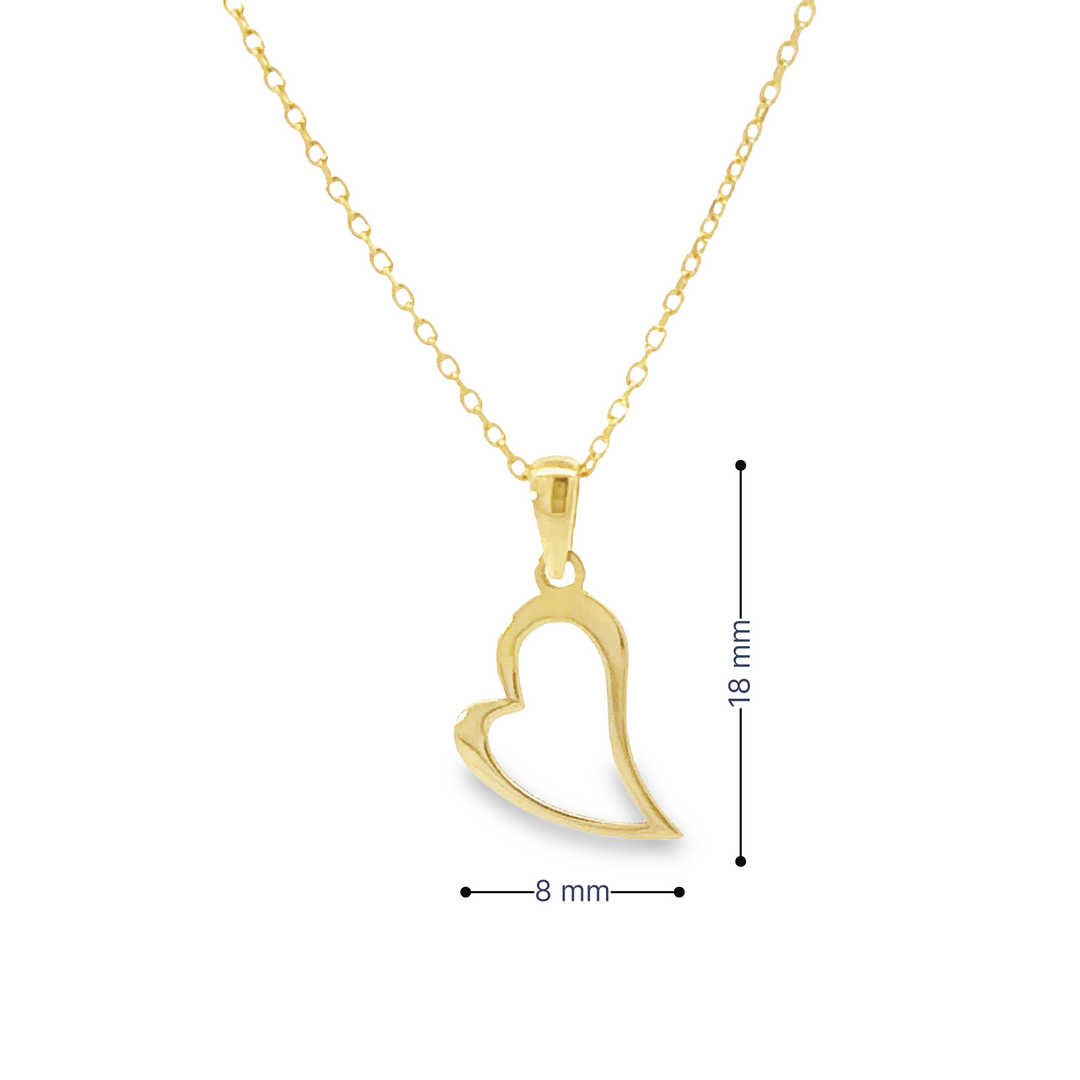 HERSHE,  14 Karat Gold Open Heart Pendant Necklace .