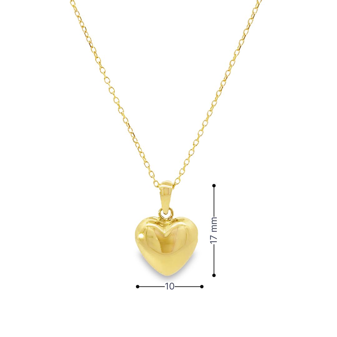 HERSHE , 14 Karat Gold Puffed Heart Pendant Necklace .