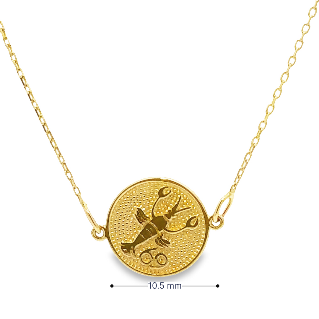 HERSHE, 14 Karat Gold Cancer Zodiac Disc Bracelet.
