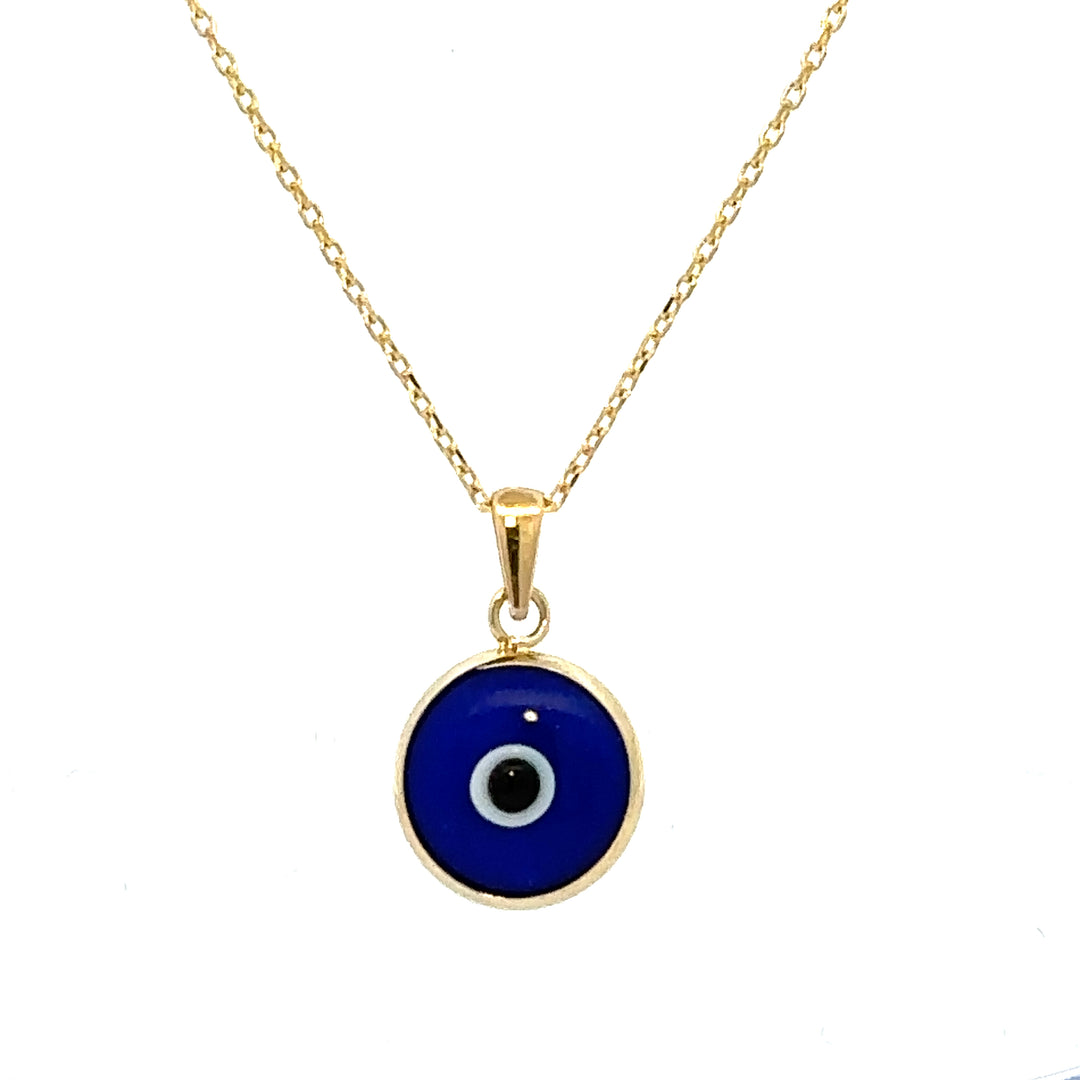 HERSHE,  14 Karat Gold Dark Blue Evil Eye Necklace