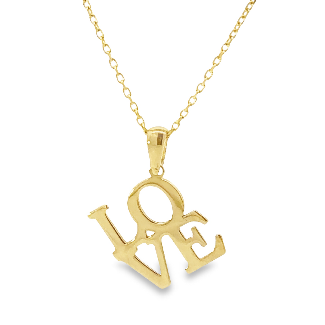 HERSHE 14 Karat Gold  " LOVE "  Pendant Necklace