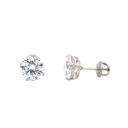 14 Karat White Gold CZ Screw Back Stud Earrings