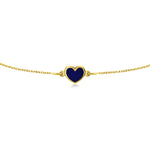 HERSHE, Blue Enamel Heart Bracelet in 14 K Solid Gold
