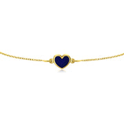 HERSHE, Blue Enamel Heart Bracelet in 14 K Solid Gold