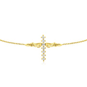 HERSHE , Angel Wing Cross Bracelet, 14 Karat Solid Gold