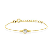 HERSHE, 14 Karat Gold Solitary CZ Bezel Set Bracelet