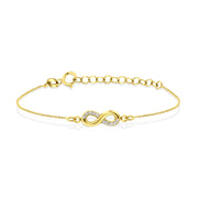 HERSHE , Infinity Bracelet in 14 Karat Solid Gold with CZ