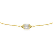 HERSHE , 14 Karat Solid Gold CZ Baguette Bracelet