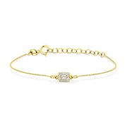 HERSHE , 14 Karat Solid Gold CZ Baguette Bracelet