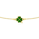 HERSHE Enemal Clover Bracelet in 14 Karat Solid Gold 