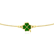 HERSHE Enemal Clover Bracelet in 14 Karat Solid Gold 