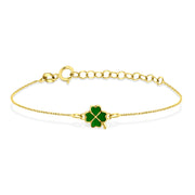 HERSHE Enemal Clover Bracelet in 14 Karat Solid Gold 