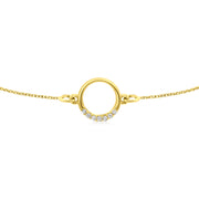 HERSHE, 14 Karat Solid Gold CZ Circle Bracelet