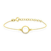 HERSHE, 14 Karat Solid Gold CZ Circle Bracelet