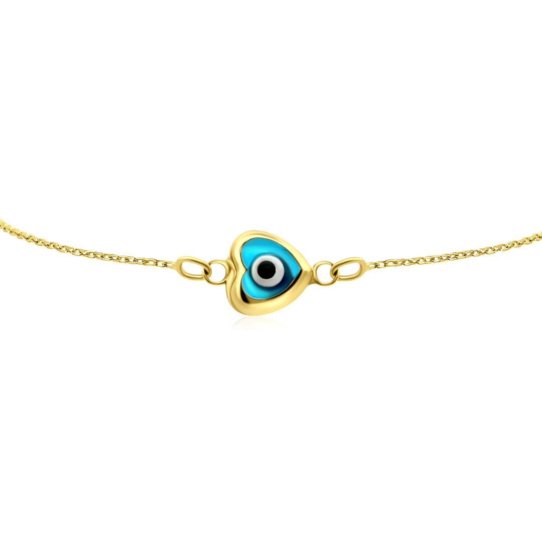 HERSHE, 14 Karat Gold Evil Eye Heart Bracelet