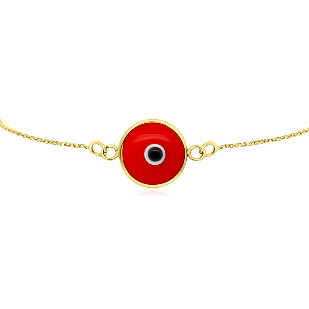 HERSHE, Evil Eye Bracelet , in Red and 14 Karat Solid Gold.