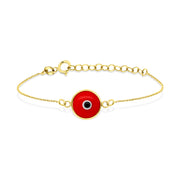 HERSHE, Evil Eye Bracelet , in Red and 14 Karat Solid Gold.