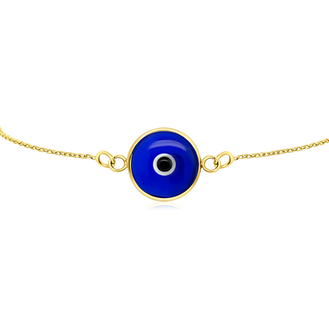 HERSHE, 14 Karat Gold Dark Blue Evil Eye Bracelet