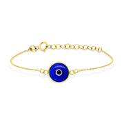 HERSHE, 14 Karat Gold Dark Blue Evil Eye Bracelet