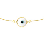 HERSHE, 14 Karat Solid Gold White Evil Eye Bracelet