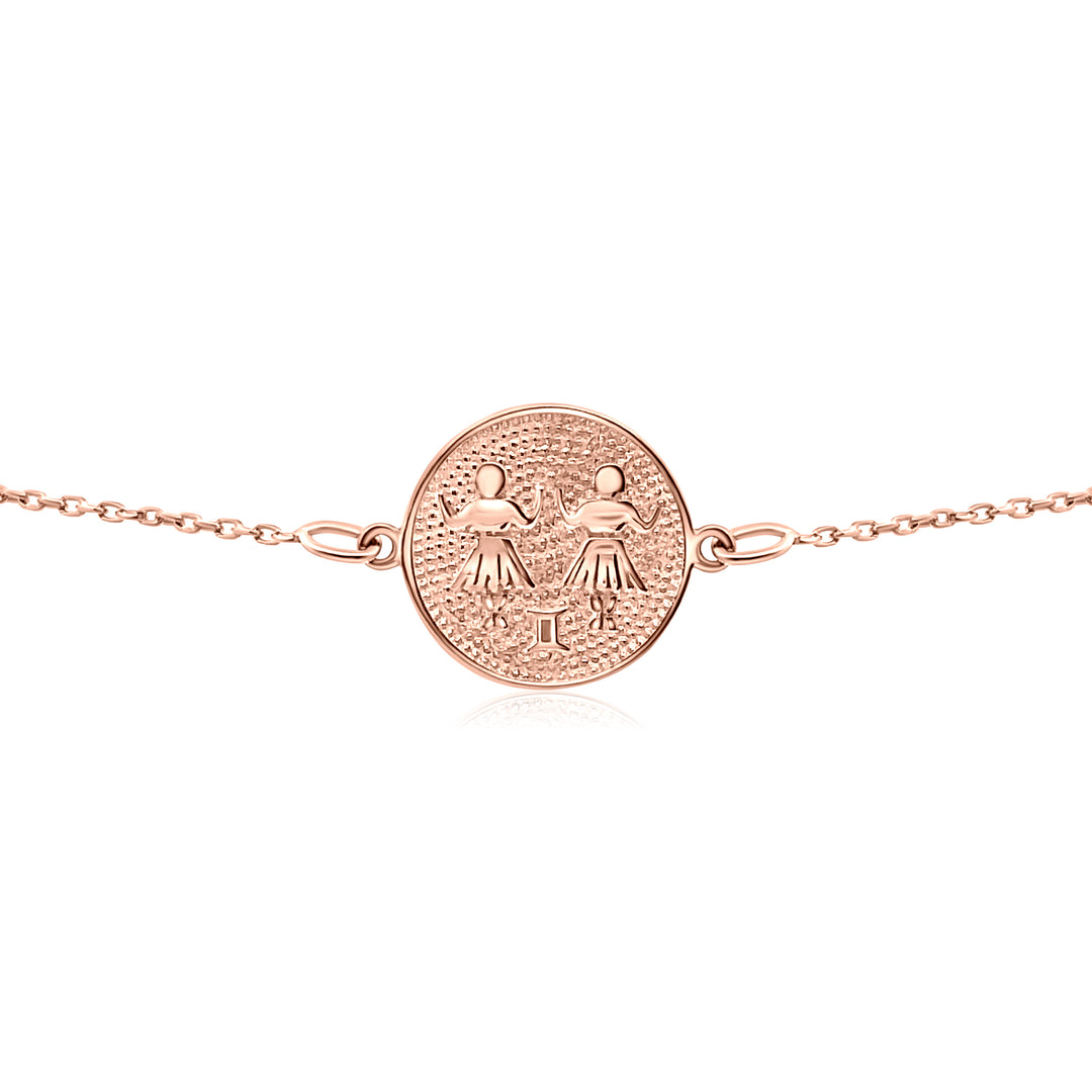 HERSHE, 14 Karat Gold Gemini Zodiac Disc Bracelet .