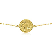 HERSHE, 14 Karat Gold Pisces Zodiac Disc Bracelet.