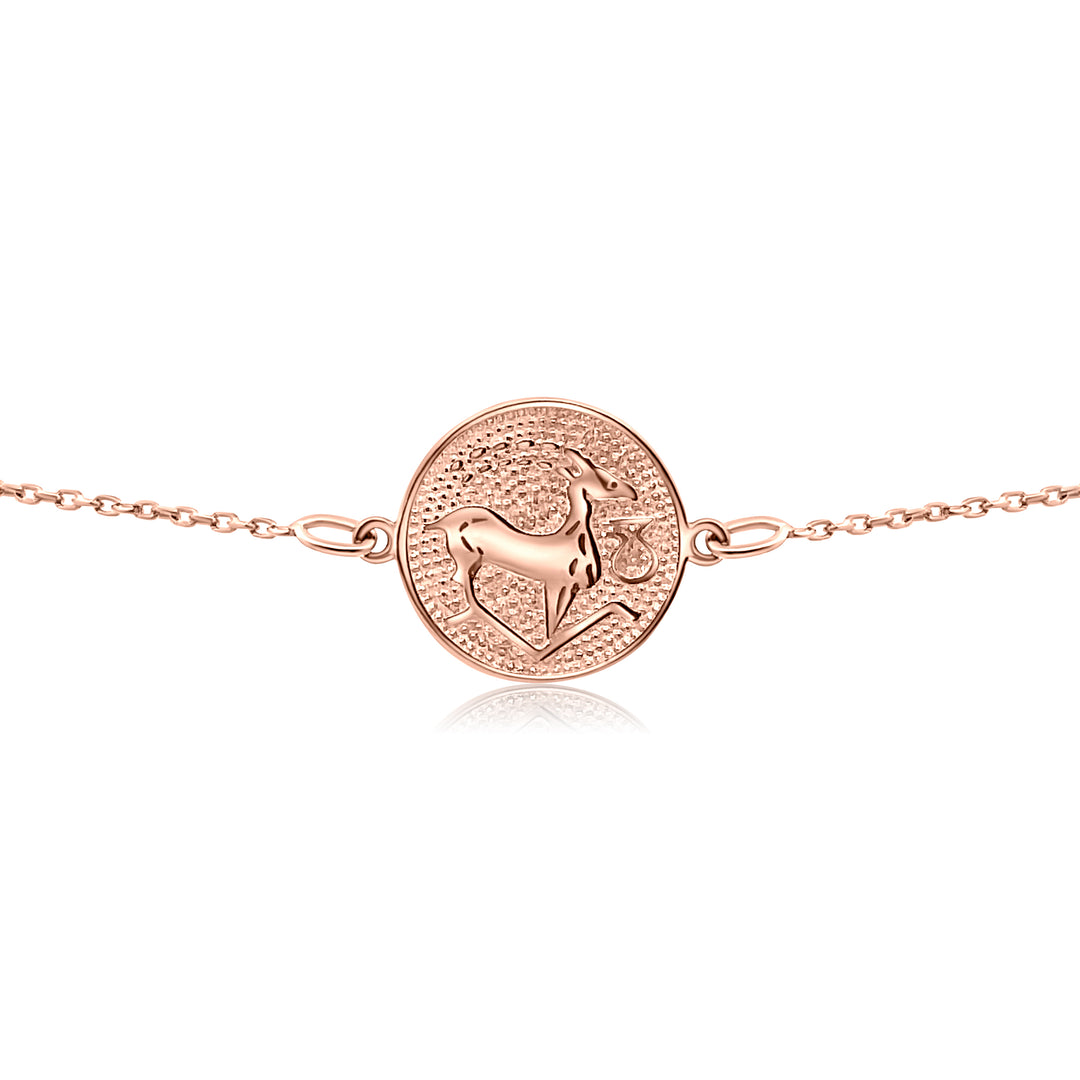 14 Karat Gold Capricorn Zodiac Disc Bracelet